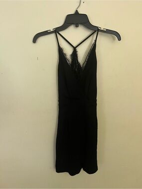 House of Three Black Lace-Trim Spaghetti Strap Dress Size 6
